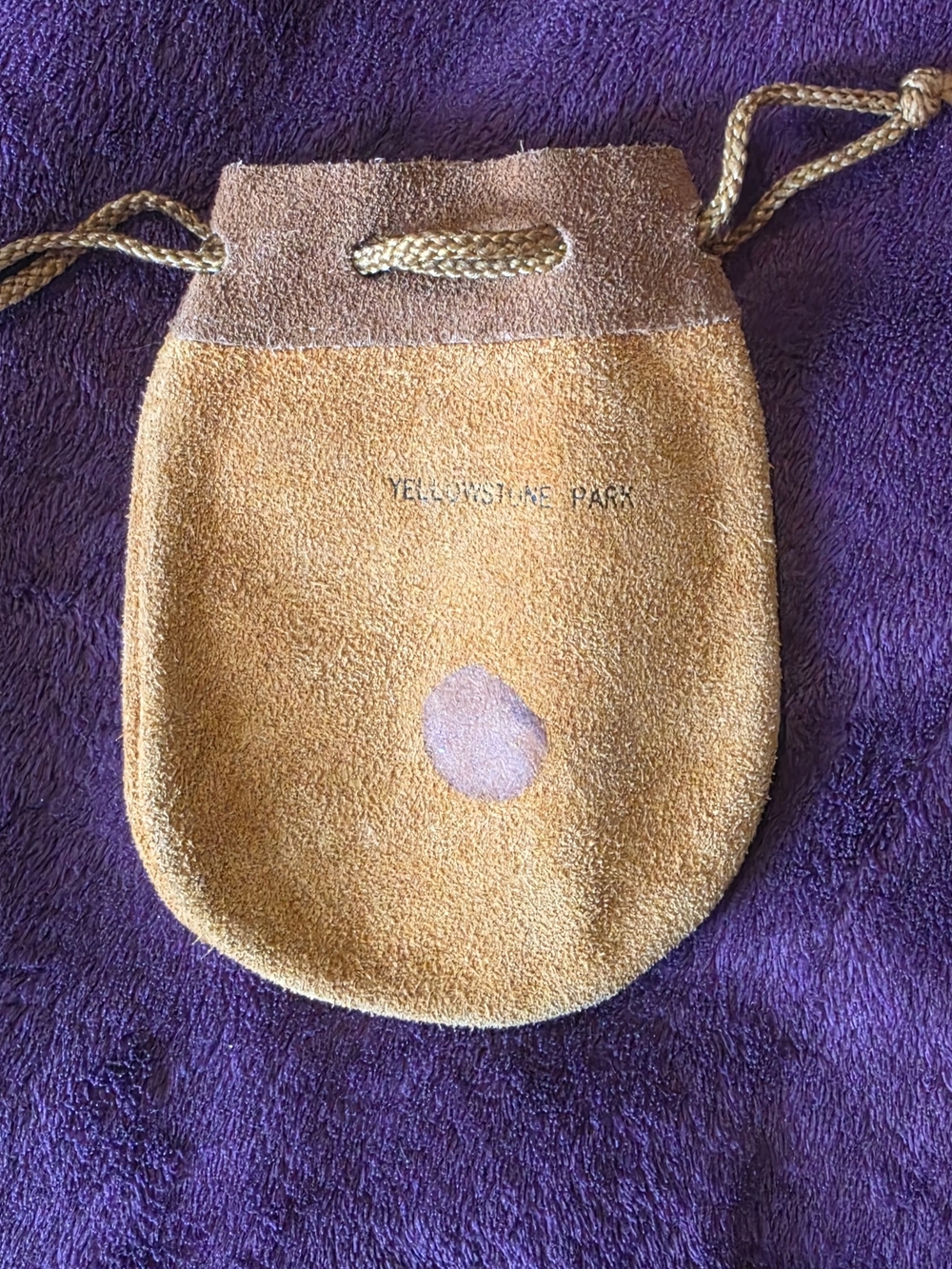 Suede Drawstring Pouch - Tan Yellow - Picture 2 of 3